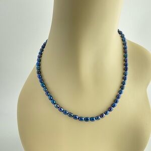 New Blue Purple Fresh Water Pearl Necklace, Peacock Pearls, Handmade